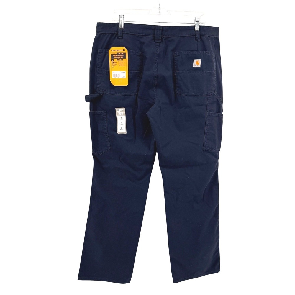 NEW Carhartt Rugged Flex Canvas Work Pant Womens 16 Regular Blue BN2080-W Loose